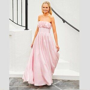 Antonio Melani Esperanza Strapless Ruffled A-Line Gown Bubblegum Pink